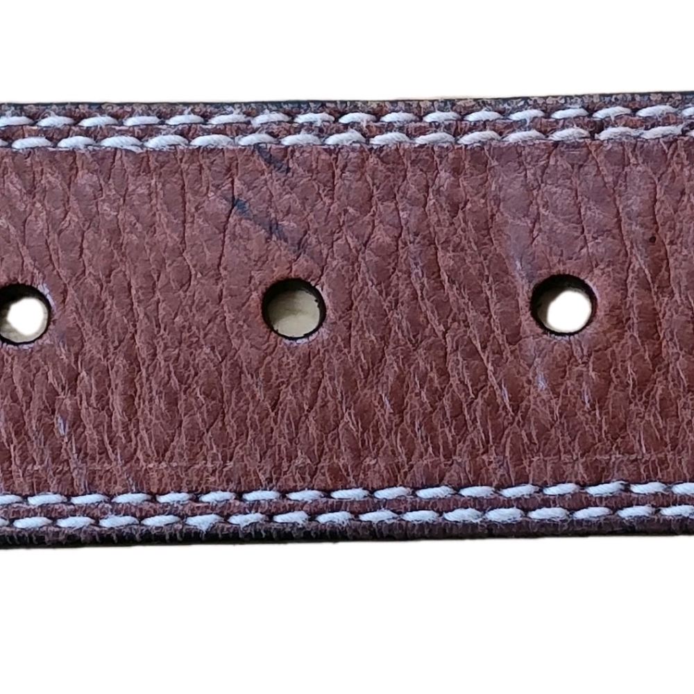 Michael Kors Brown Leather Belt Woman Med 31-34 Gold Buckle Preppy Western Boho - Picture 7 of 13
